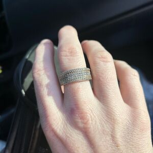 Solid 10k Yellow Gold Wide All Natural Diamond Band Unisex Size 10.5